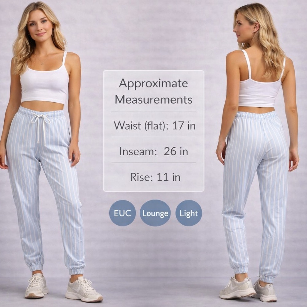 Rachel Parcell Light Blue Striped Joggers